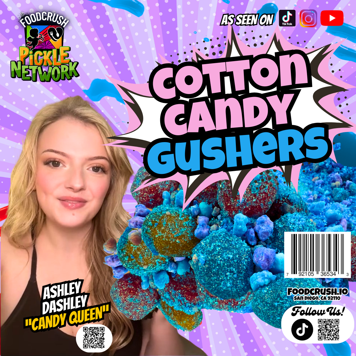 ASHLEY'S COTTON CANDY GUSHERS 12 OZ
