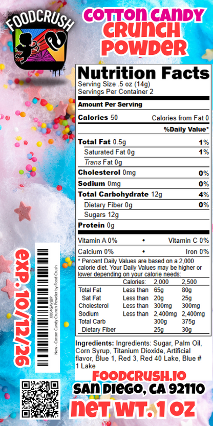 Food Crush Cotton Candy Crunch Powder - 4 Pack