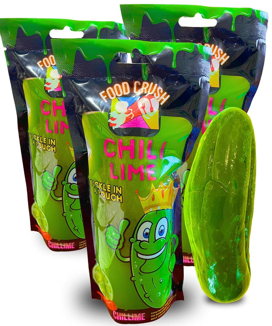 Hot Pickles In A Pouch (Pack of 3)-Chili Lime Flavored Jumbo Super Spicy Pickle Challenge Tiktok Trend Item by Food Crush