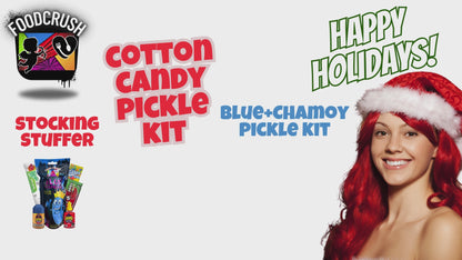 Ashley Dashley's-Blue Raspberry + Tiger's Blood Pickle Kit -Gift Pouch-1 Blue Raz + 1 Tiger's Blood Pickles w/Skwinkles, Crunch Powder, Fruit Roll Ups-Tiktok Trend Items by Food Crush